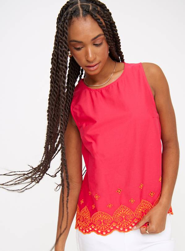 Hot Pink Embroidered Shell Top 8